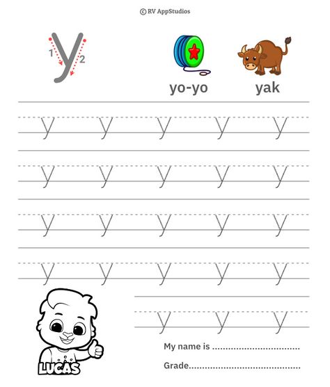 Small Letter y Trace Y Worksheet, Letter Y Worksheets, Printable Alphabet Worksheets, Name Tracing Worksheets, Name Tracing, Kids Worksheets, Tracing Worksheets Preschool, Small Letter, Worksheets For Preschool