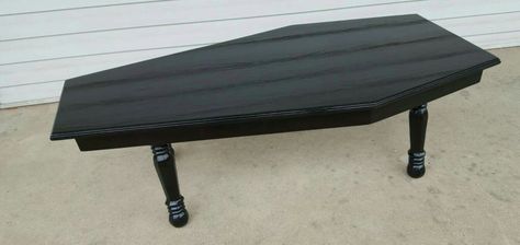 Coffin coffee table Coffin Coffee Table, Coffin Coffee Tables, Diy Coffin, Gothic Furniture, Spooky House, Goth Home, Goth Home Decor, Dark Home, Goth Decor