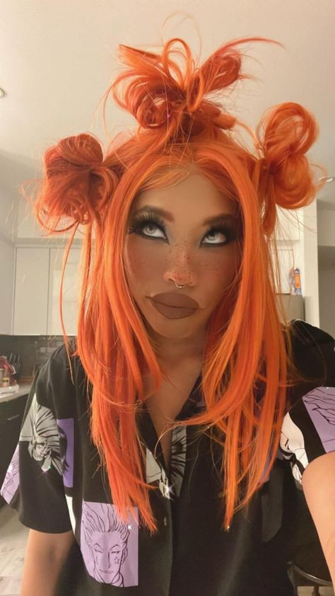 Kiera Please 😍. I love her, he cosplays are *chefs kiss* and he photos are so animated. They always make me wanna draw. Kiera Please, Orange Hair Costume Ideas, Orange Hair Costumes, Orange Wig With Bangs Black Women, Orange Wig Costume, Orange Hairstyles Aesthetic, Fall Orange Wig, Orange Hair Cosplay Character, Black Scene Hair