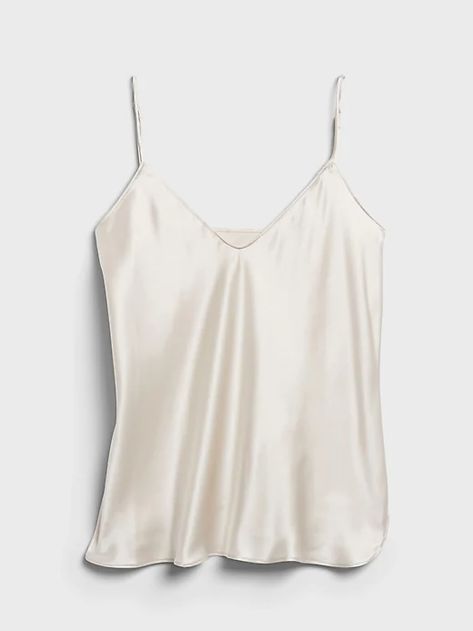 Bias-Cut Silk Camisole | Banana Republic Realtor Clothes, White Cami, Silk Cami, Silk Tank Top, Silk Camisole, Cream Silk, 2022 Fashion, Silk Tank, Silk Charmeuse