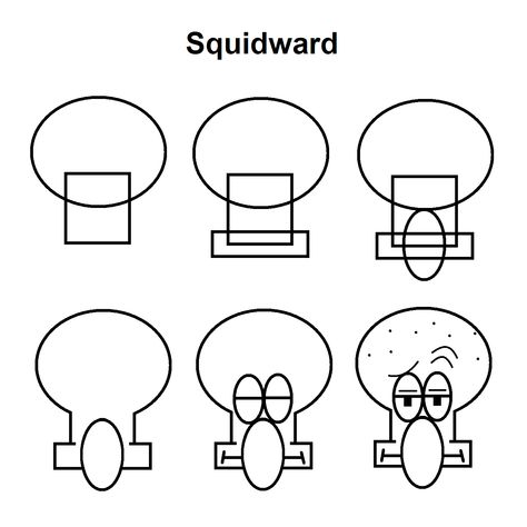 Step-by-step tutorial to draw Squidward from SpongeBob SquarePants Spongebob Painting Tutorial, How To Draw Squidward, Spongebob Drawings Easy Step By Step, How To Draw Spongebob Step By Step, Doodle Squidward, Sponge Bob Drawing Easy, Easy Spongebob Drawing, Sketches Easy Step By Step, Spongebob Drawings Easy