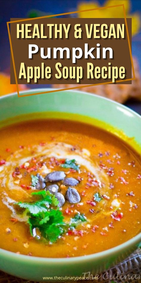 Pumpkin Apple Soup Recipe, Pumpkin Apple Recipe, Pumkin Soup, Pumpkin Apple Soup, Apple Soup Recipes, Pumpkin Soup Healthy, Pumpkin Easy, Hearty Recipes, Apple Soup