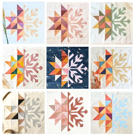 It's Week 9, the final week of the #sweaterweathersampler2024 and we are beyond excited and grateful that so many of you are joining us! This week's block is Fall Frost and was designed by me! I'm so excited to share this half-leaf half-snowflake block with you all! 🍁❄️ Last autumn, my family and I went on a hike at our local arboretum. The trails were covered with fallen leaves and the leaves were covered in icy crystals from the overnight frost. We had a great time admiring all of the ... Snow Quilt Block, Christmas Quilting Projects, Making Quilts, Nine Patch Quilt, Only Yesterday, Sampler Quilts, Winter Quilts, Monthly Themes, Nine Patch