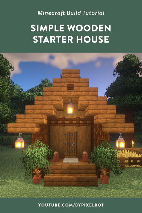 Minecraft: How to Build a Wooden Starter House (Easy, Simple, and Perfect for Survival) Cute Small Village Houses Minecraft, Small Minecraft Houses Cottages Simple, Minecraft Starter House Survival Easy, Small Aesthetic Minecraft Houses, Easy Small Minecraft Houses, Small Minecraft Survival House, Small Cozy Minecraft House, Simple Minecraft Houses Survival Easy, Minecraft Houses Small Easy