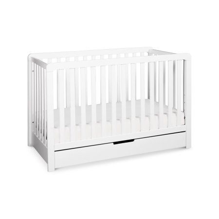 Carter's Colby 4-in-1 Convertible Crib with Trundle Drawer 4 In 1 Crib, Baby Cribs Convertible, White Nursery, Mini Crib, Convertible Crib, Coastal Furniture, Boho Chic Furniture, Crib Mattress, Rustic White