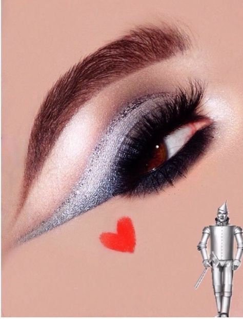 Tin Man Make Up For Women, Female Tin Man Costume, Tinman Makeup Women, Tin Woman Makeup, Tin Woman Costume, Tin Man Makeup Women, Tinman Makeup, Wizard Of Oz Makeup Ideas, Tin Man Makeup