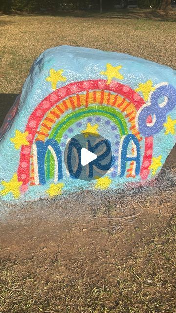 Ashly Austin Ely on Instagram: "Come paint a School Spirit rock with me!  I loved the theme Nora gave- rainbows & Stars! 🌈 🌟 Happy 8!!   Don’t mind my mismatched socks… their matches are clearly on an adventure in Sock City 😉 (if you have children the book “Little Sock” is really cute!)" School Spirit Rock Painting Birthday, Spirit Rock Painting Ideas School Birthday, School Rock Painting Ideas Birthday, Spirit Rock Painting Ideas School, Mismatched Socks, School Celebration, School Birthday, Rock Ideas, Rainbow Star