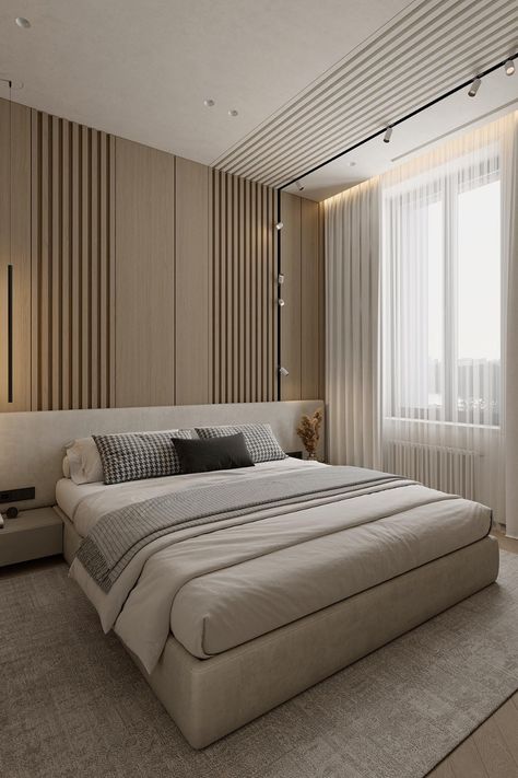 Experience the height of luxury with these modern bedroom designs that combine elegance and comfort seamlessly Bed Back Wall, Minimal Bed, Bed Designs With Storage, Penthouse Interior, Unique Bedroom Design, Subang Jaya, Townhouse Interior, Luxury Room Bedroom, Unique Bedroom