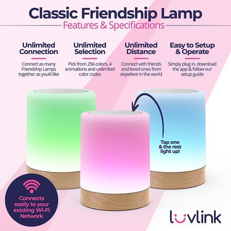 Friendship Lamps by LuvLink | Modern Long Distance Lamp - Send colors on the go, create a secret code, unlimited colors and connections (Set of Five) Friendship Lamp, Friendship Lamps, Distance Friendship, Long Distance Friendship, Distance Love, Secret Code, Touch Lamp, Long Distance Relationship, Lamp Sets