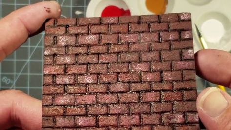 Miniature Brick Walls | Steampunk Conservatory Project - YouTube Miniature Bricks Diy, Diy Miniature Brick Wall, Cardboard Brick Wall, Steampunk Conservatory, Diaroma Ideas Projects, Miniature Brick Wall, Brick Wall Diy, Diy Brick Wall, Painting Brick