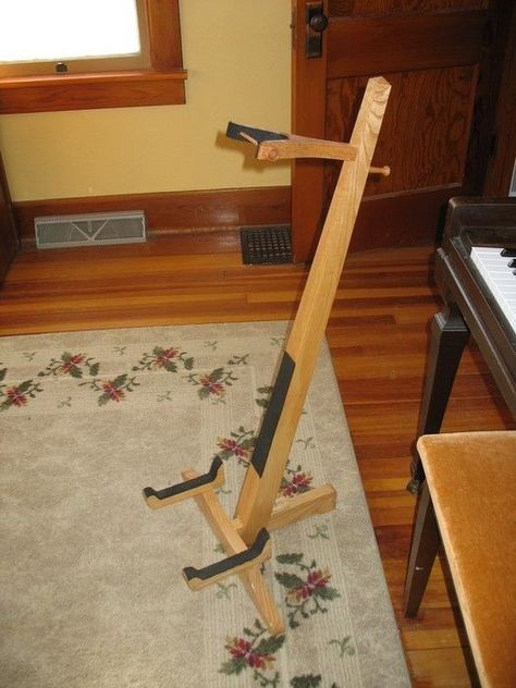 Build a Cello Stand | Cello Stand Cello Stand Diy, Long Living Room Design, Cello Stand, Wood Guitar Stand, Music Room Design, Long Living Room, Woodwork Diy, Guitar Room, Guitar Stands