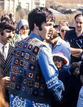 Try all you might, but you will never be Paul-McCartney-wearing-a-granny-square-vest cool. Beatles Crochet, Beatles 1967, The Magical Mystery Tour, Beatles Magical Mystery Tour, Magical Mystery Tour, Vintage Crochet Patterns, Crochet Bolero, Vogue Knitting, Vintage Knitting Patterns