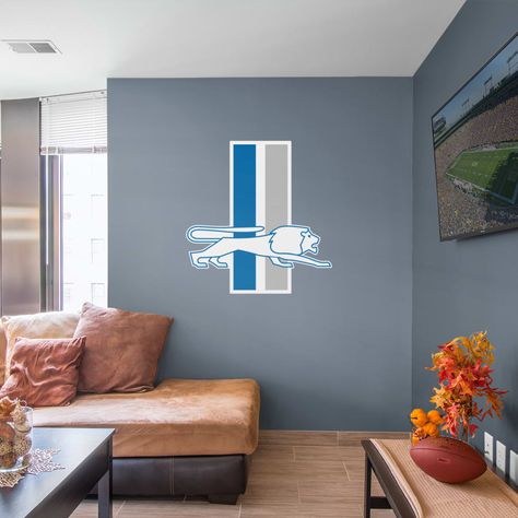 Detroit Lions: Classic Logo - Giant Officially Licensed NFL Removable Wall Decal Fathead Wall Decal Detroit Lions Man Cave, Football Rooms, Detroit Lions Logo, Ford Field, Box Seat, Removable Wall Decals, Motor City, Logo Collection, Decal Wall Art