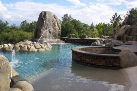 , Rocks Backyard, Walk In Pool, Yard Crashers, Diy Rocks, Awesome Pools, Tuscan Home Decor, Backyard Plans, Build My Own House, Beach Entry Pool