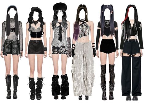 Korean Fashion Kpop Inspired Outfits, Korean Fashion Kpop, Preformance Outfits, Outfits Polyvore, Outfit Shoplook, Kpop Fashion Outfits, Black Mirror, Edgy Outfits, Performance Outfit