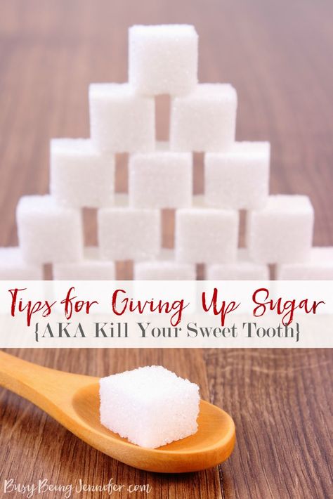 It seems like the more you cater to your sweet tooth, the more sugar you eat. It’s a vicious cycle that can actually be harmful to your body over time. It’s best to kill your sweet tooth before it takes control of your life. Use these Tips to Help you give up sugar!   -BusyBeingJennifer.com Stop Sugar, Crockpot Desserts, Stop Sugar Cravings, Sugar Free Snacks, Sugar Detox Diet, Sugar Recipes, Dinner Easy, Sugar Detox, Free Snacks