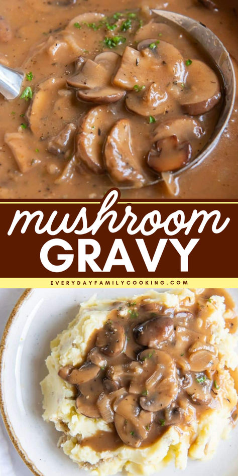 This mushroom gravy makes any meal rich and comforting. From weeknight dinners to Thanksgiving, it's a hit every time! Homemade Mushroom Gravy, Beef Mushroom Gravy, Mushroom Gravy Recipe Easy, Easy Mushroom Gravy, Thanksgiving Gravy Recipes, Easy Thanksgiving Dinner, Best Thanksgiving Appetizers, Easy Gravy Recipe, Thanksgiving Gravy