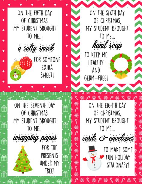 12 Days of Christmas Gifts for Teachers with Printable Gift Cards | Kids Activities Blog 12 Days Teacher Christmas Gifts, 12 Days If Christmas For Teachers, 12 Days Of Christmas Gift Ideas For Teachers, 12 Days Of Christmas Gifts For Teachers, 12 Days Of Christmas Teacher Gifts, 12 Days Of Christmas Gift Ideas For Co Workers, Teacher 12 Days Of Christmas Gift Ideas, 12 Days Of Christmas Classroom Ideas, 12 Days Of Christmas Printables Free