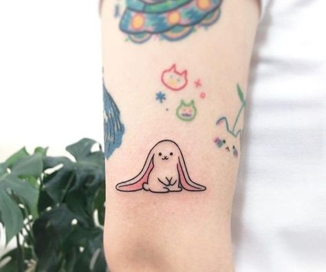 Bunny Tattoo, Tattoo Apprenticeship, Pink Tattoo, 13 Tattoos, Bunny Tattoos, Rabbit Tattoos, Doodle Tattoo, Cute Little Tattoos, Cute Tiny Tattoos