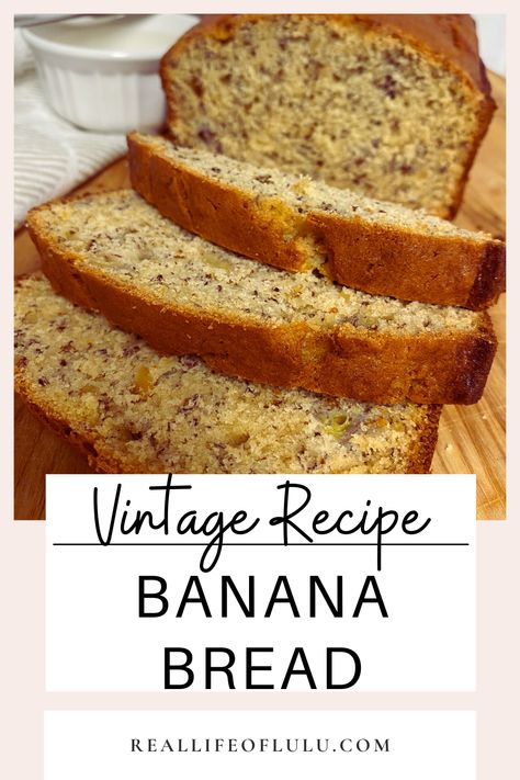 Whip up a classic treat that never goes out of style! This Old-Fashioned Banana Bread is packed with the comforting flavors of ripe bananas and crunchy pecans (or walnuts). Whether you're enjoying a cozy breakfast or a sweet afternoon snack, this simple recipe is just what you need for a heartwarming bite. Ready in just an hour, it's the perfect way to use up those ripe bananas on your counter! It's great for a fall breakfast, fall brunch, or a holiday breakfast. Bababa Bread Recipes, Healthy Recipes With Old Bananas, What To Make With 2 Ripe Bananas, Uses For Overripe Bananas, Kona Inn Banana Bread Recipe, Old Fashioned Banana Bread Recipe, Recipes With Old Bananas, Ripe Banana Recipes Easy 3 Ingredients, Amish Banana Bread Recipe