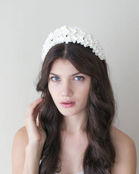 Grecian Headpiece, Couture Hair Accessories, Floral Headband Wedding, Flower Headband Wedding, Bridal Flower Headband, Floral Headpiece Wedding, Cold Porcelain Clay, Bridal Floral Crown, Bridal Floral Headpiece