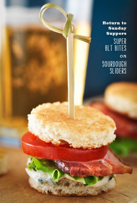 Foodie Crush Return to Sunday Suppers Super BLT Bites Mini Blt, Blt Bites, Sandwich Bar, Tea Party Food, Appetizer Bites, Think Food, Main Course Recipes, Snacks Für Party, Mini Foods