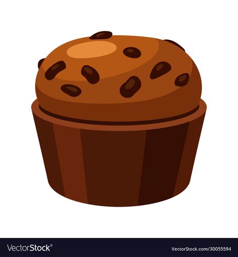 Muffin Cartoon, Brown Cake, Cake Clipart, Brownie Cups, Homemade Muffins, Cup Art, Flat Style, Cartoon Illustration, Yum Yum