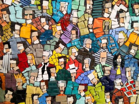 These 10 Artworks Tell the Story of Modern Mosaic Art - Mozaico Blog Mosaic Art Design, Modern Mosaic Art, Sunflower Mosaic, People Drinking, Modern Mosaic, Mosaic Garden Art, Mosaic Tile Art, Modern Mosaics, Tile Mosaic