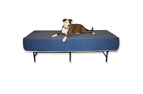 PRICES MAY VARY. Customizable Elevated/ Raised Foam Dog Bed - Multiple Height and Color Options Foldable Extender Frame Sits 14" Tall. Add Dog Bed Height to 14" to get Total Standing Height Dog Bed and Extender Frame Are Made to Fit the Width of Your King Sized Bedding (About 76"). This Kit Will Extend Your Total Bedding By About 26" Foam Quality: Medium Firm Polyurethane Foam - Cover: 100% Polyester Accessories (Sheets and Protectors) Made to Fit the Dog Bed Mattress Extender Available on Our S Dog Beds Made From Crib, Bed Stand Turned Into Dog Bed, Dog Bed Made From Toddler Bed, Dog Extension Bed, Big Dog Beds In Bedroom, Dog Bed Next To Human Bed, Bed Extension For Dog, Dog Bed Extension, Dog Bed Bench