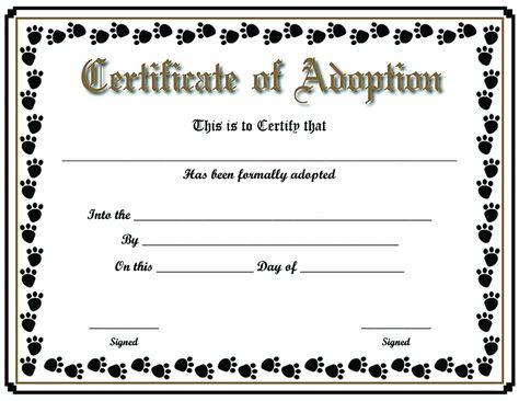 Pet Certificate, Dog Adoption Certificate, Certificate Of Adoption, Certificate Of Recognition Template, Pet Adoption Certificate, Adoption Form, Adoption Papers, Certificate Design Template, Adoption Certificate