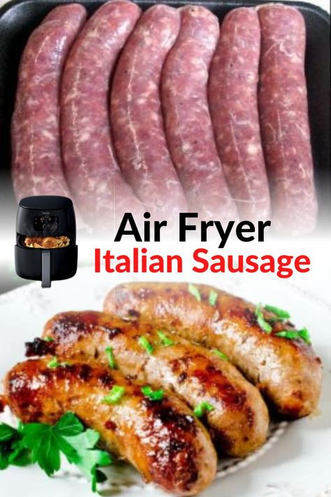 Fresh Sausage In Air Fryer, Air Fried Italian Sausage, Italian Sausage Air Fryer Recipes, Air Fryer Italian Sausage Links, Air Fryer Italian Recipes, Sausage In Sauce, Italian Sausage In Air Fryer, Air Fried Sausage, Air Fryer Italian Sausage