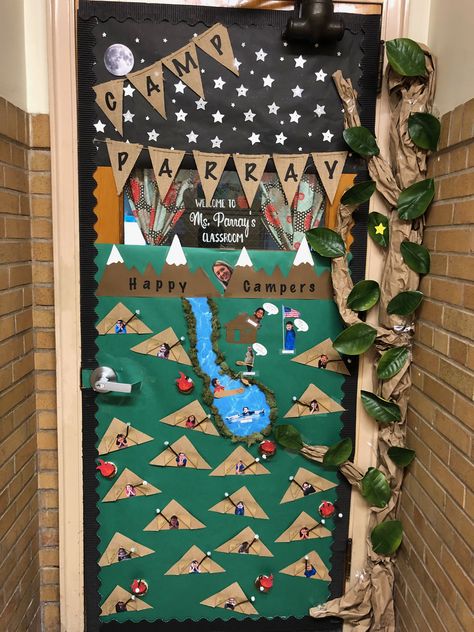 Camping Teacher Appreciation Door, Camp Theme Classroom Door, Camping Classroom Door Ideas, Camping Theme Door Decorations, Outdoor Themed Classroom, Camping Door Decorations, Outdoor Classroom Theme, Camping Theme Classroom Door, Camping Door Decorations For School