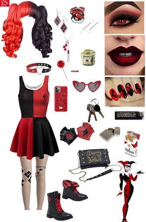 Harlequin Halloween Costume, Harley Quinn Inspired Outfit, Harley Quinn Costume Diy, Marvel Inspired Outfits, Jester Costume, Harley Quinn Halloween, Couples Halloween, Batman Outfits, Clown Clothes