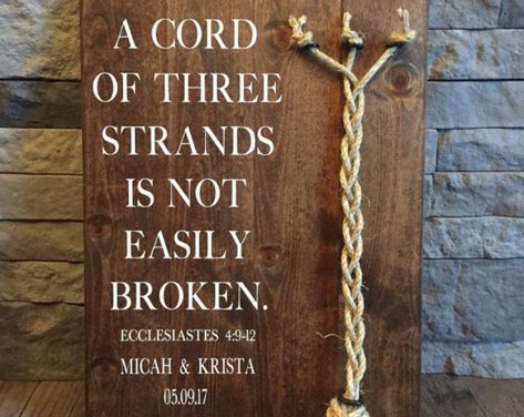 Cord Of 3 Strands, Wood Wedding Signs Rustic, Jacobean Stain, Unity Sand Ceremony, Cord Of Three Strands, Unity Sand, Rustic Wedding Gifts, Wedding Ceremony Signs, Ceremony Sign