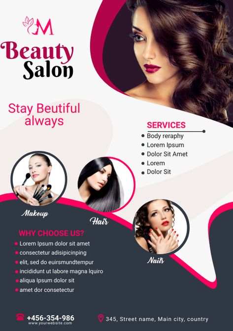 Hair And Beauty Salon Posters, Beauty Salon Banner Design, Beauty Parlour Poster Design, Beauty Parlour Banner Design, Beauty Ads Design, Hair Poster Design, Beauty Salon Flyer, Stationery Design Inspiration, Parlour Design