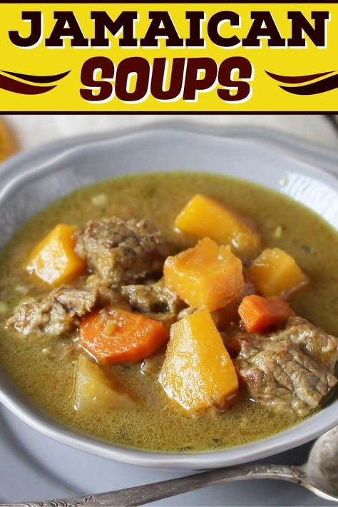 Grab your stock pot and get your tastebuds ready because today, we're slurping some flavorful Jamaican soups! They're warm, hearty, and oh-so-comforting. Soups For Winter, Jamaican Soup, Jamaican Chicken Soup, Pumpkin Stew, Jamaica Food, Trinidad Recipes, Carribean Food, Turkey Soup Recipe, Jamaican Cuisine