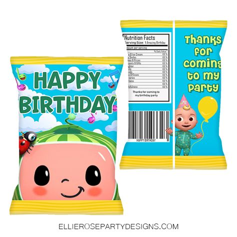 9 Free Awesome Cocomelon Birthday Party Decoration Printable Designs | Ellierosepartydesigns.com Cocomelon Chip Bags, Cocomelon Party Favors, Festa Cocomelon, Happy Birthday Words, Cocomelon Birthday, Birthday Souvenir, Birthday Words, Birthday Cake Topper Printable, Birthday Thanks