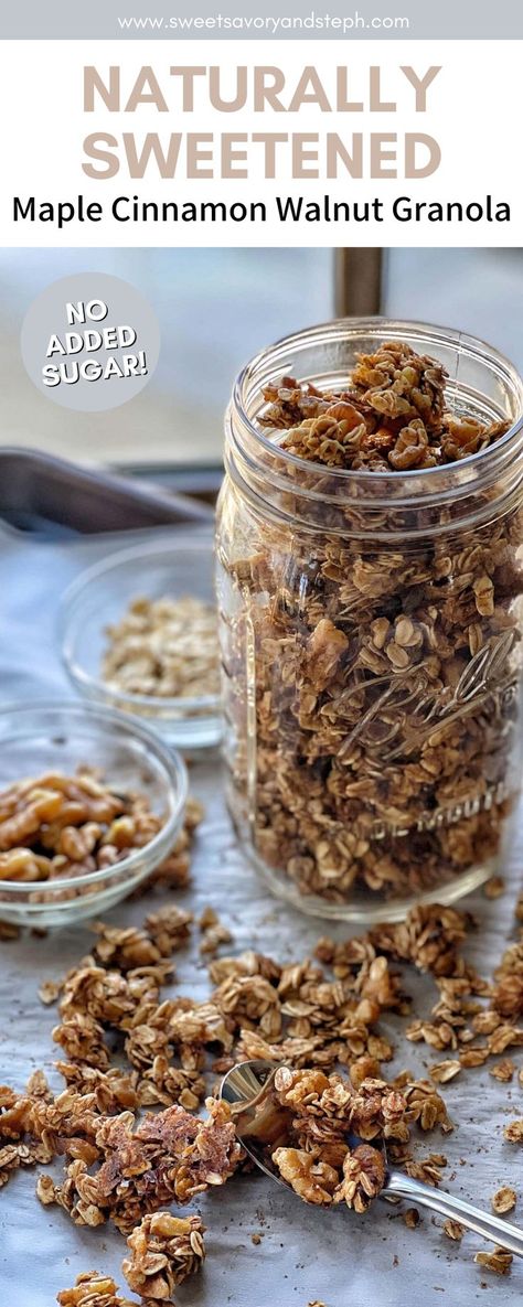 Granola Maple Syrup, Granola Recipe Walnut, Granola Made With Honey, No Oil Granola, Granola No Oil, Maple Walnut Granola Recipe, Low Cholesterol Granola, Maple Walnut Granola, Maple Granola Recipe Healthy