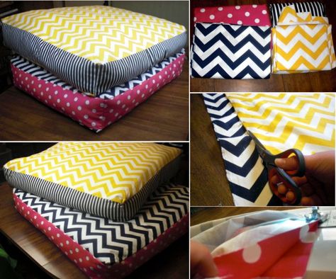 Giant Floor Pillows | TheWHOot Diy Dog Bed Pillow, Giant Floor Cushions, Giant Floor Pillows, Diy Dog Bed, Covered Dog Bed, Diy Bebe, Dog Pillow Bed, Trendy Sewing, Bed Cushions