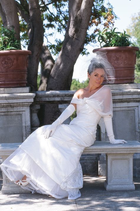 Silk Dupion Gown by Amy-Jo Tatum//Photo by Bill Smoot Photography Long Veils, Cage Veil, Long Veil, Rose Of Sharon, Cathedral Veil, Vintage Inspiration, Hair Comb, White Roses, Fascinator