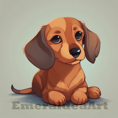 Daschund wiener cartoon portrait Dachshund Cartoon, Dog Design Art, Dachshund Illustration, Chibi Sketch, Dog Sketch, Cartoon Portrait, Dachshund Puppy, Dog Illustration, Teddy Bear Plush