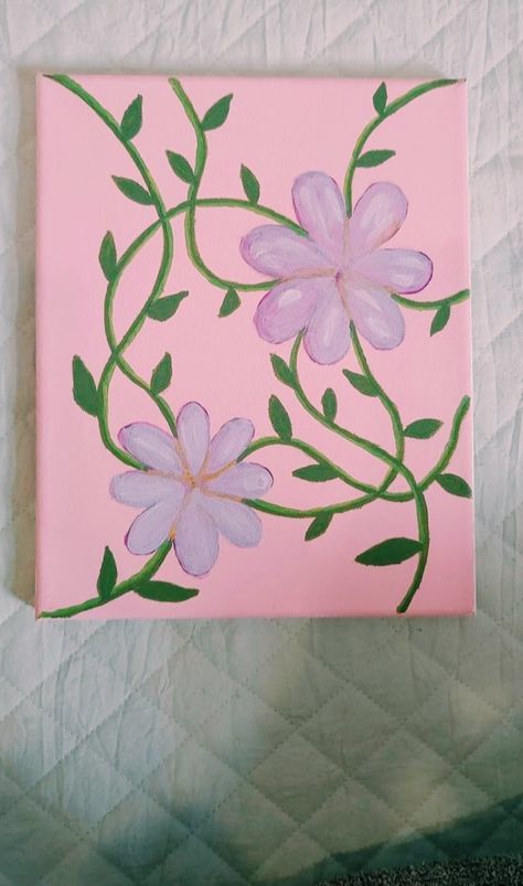 Canvas Ideas For Living Room, Painting Canvas Ideas, Painting Ideas On Canvas Flowers, Water Paints, Easy Painting Projects, Diy Canvas Art Easy, Cute Easy Paintings, Pink Canvas Art, Easy Flower Painting