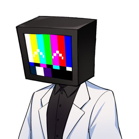 Box Head Character, Tv Head Pfp, Tv Head Art, Tv Head Oc, Tv Heads, Object Head, Object Heads, Trippy Designs, Tv Head