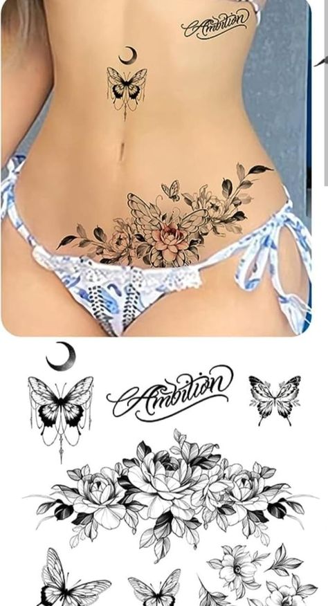 Upper Abdomen Tattoo Women, Low Abdomen Tattoo Women, Side Stomach Tattoos Women, Lower Belly Tattoos, Abdomen Tattoo, Glow Tattoo, Stomach Tattoos Women, Private Tattoos, Waist Tattoos