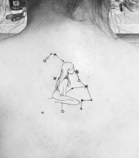 Best Star Tattoos, Star Constellation Tattoo, Dotwork Tattoo Mandala, Virgo Tattoo Designs, Virgo Constellation Tattoo, Virgo Star, Astrology Tattoo, Virgo Tattoo, Constellation Tattoo