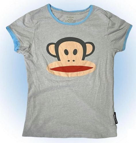 Paul Frank Monkey Aesthetic, Miffy Tshirt, Paul Frank Shirt, Paul Frank Clothes, Paul Frank Monkey, Punk Fashion Diy, Silly Shirt, Monkey T Shirt, Paul Frank