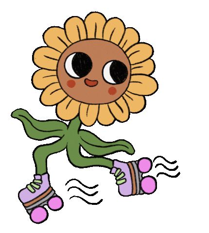 Sunflower Character Design, Sunflower Character, Sunflower Cartoon, Sunflower Sticker, Aesthetic Inspiration, Skating, Sunflower, Illustration Art, Rolls