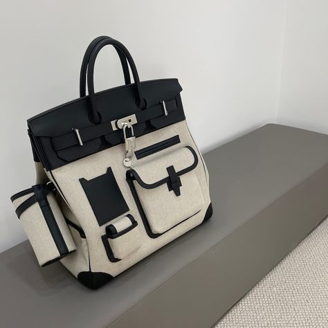 Hermes Limited Edition Black Box & Toile Geoland Cargo HAC Birkin 40 PHW Travelling Accessories, Hac Birkin, Birkin 40, Authentic Models, Fame Dr, Bag Collection, Hermes Handbags, Hermes Bags, Bag Design