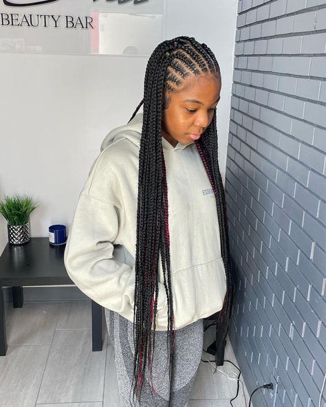 black girl hairstyles 
fulani braids 
tribal braids 
long braids Fulani Jumbo Braids, Fulani Braids Peak A Boo, Fulani Braids No Design, Fulani Peak A Boo Braids, Regular Fulani Braids, Fulani Braids Straight Back, Straight Back Fulani Braids, Fulani Braids Middle Part, Large Fulani Braids