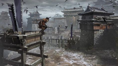 Castle Guard Tower Art - Sekiro: Shadows Die Twice Art Gallery Sekiro Environment, Sekiro Concept Art, Samurai Village, Sekiro Art, Castle Guard, Guard Tower, Sekiro Shadows Die Twice, Japanese Village, Dark Souls Art